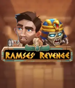 Uncover the ancient world of Ramses' Revenge slot by Relax Gaming, featuring a startled explorer and a terrifying mummy amid an Egyptian tomb backdrop. This image captures the excitement of ancient Egyptian myths, ideal for fans of Egyptian-themed slots, delivering a captivating adventure. 